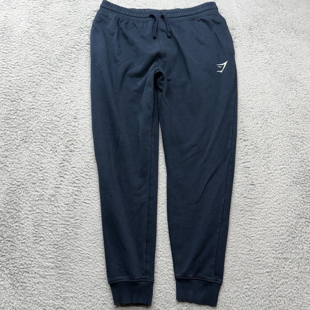 Gymshark Crest Joggers Mens XL Navy Blue Tapered Athletic Sweatpants Workout Gym